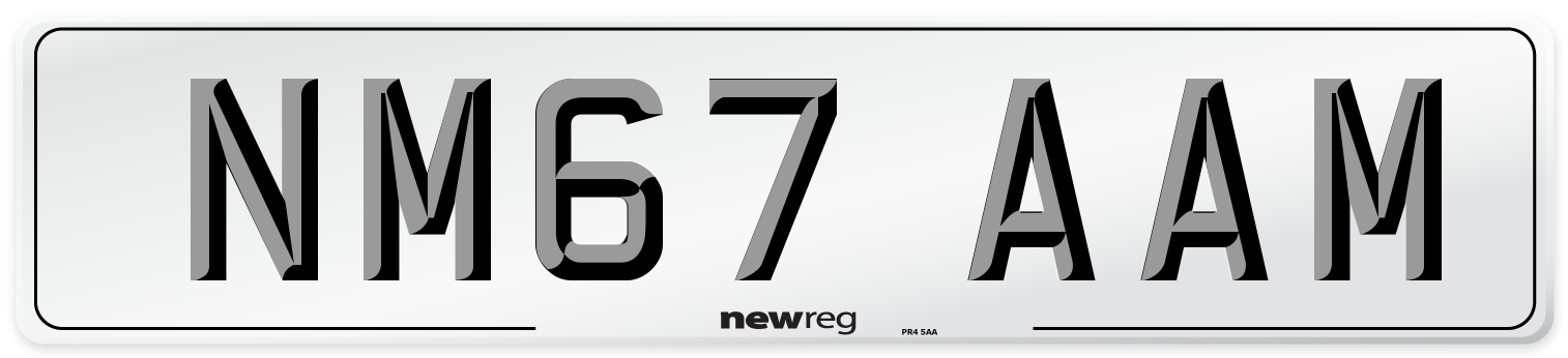 NM67 AAM Number Plate from New Reg